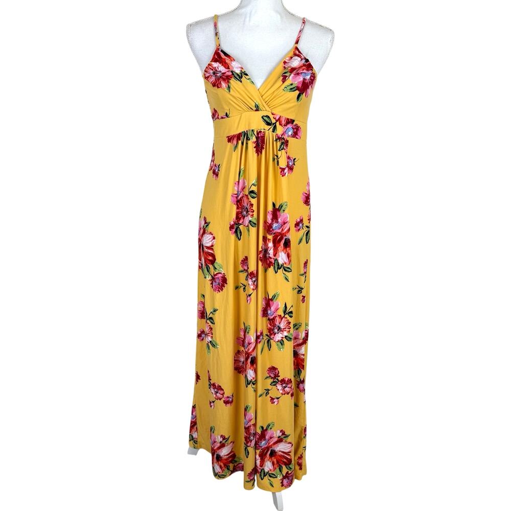 Mother Bee Maternity Maxi Dress Large Floral Babydoll Adjustable Straps Boho